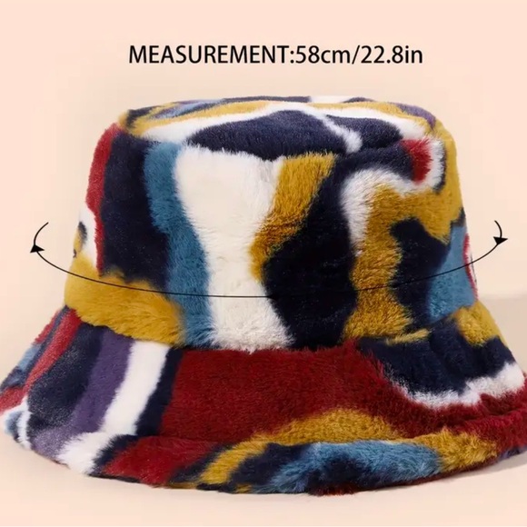 Multicolor Faux Fur Bucket Hat - Picture 2 of 6